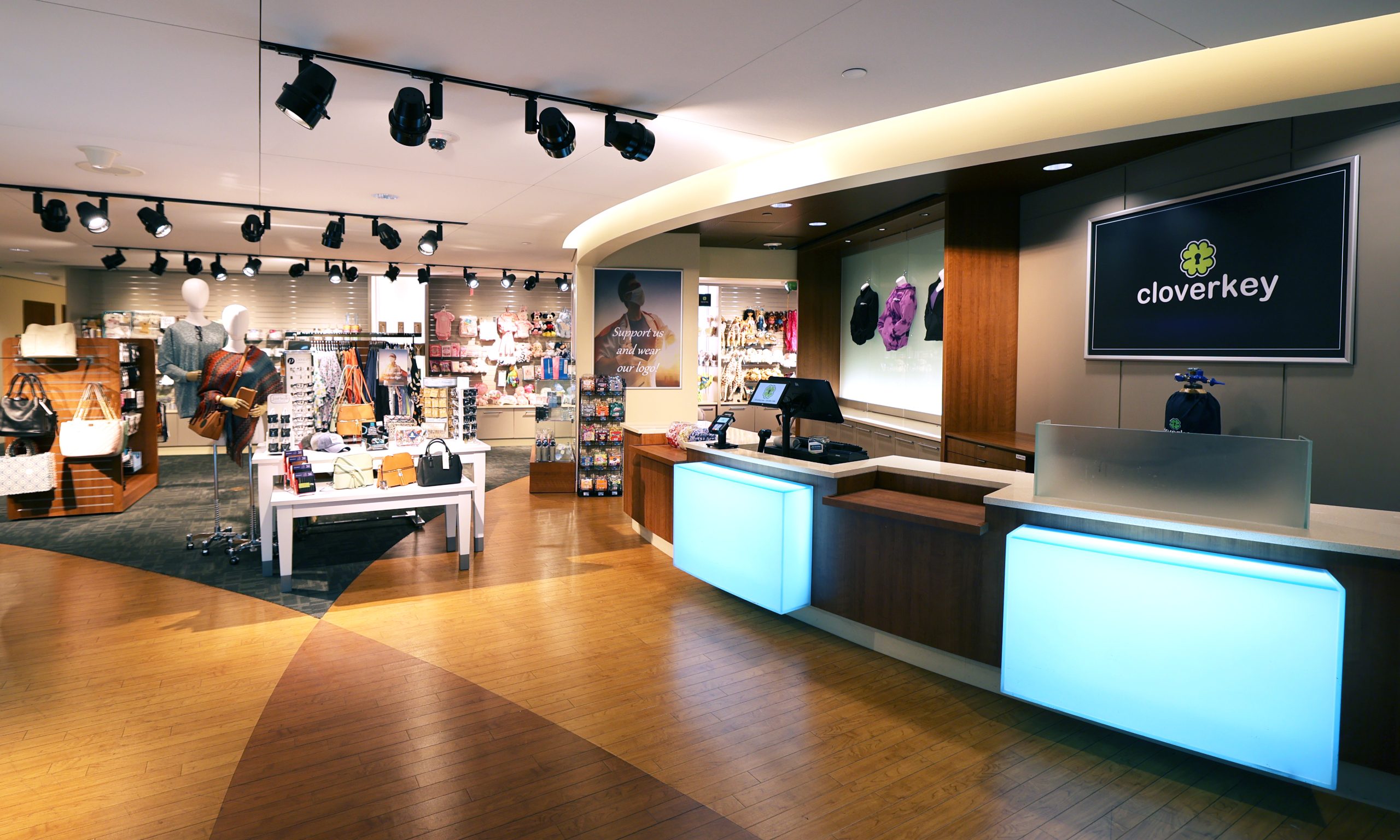 Interior of the Cloverkey gift shop at Central DuPage Hospital