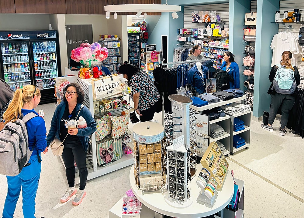Visitors and employees shop at the Cloverkey gift shop at Moffitt McKinley Hospital