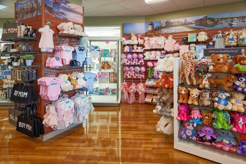 New baby gifts at the Cloverkey gift shop at Women & Infants Hospital