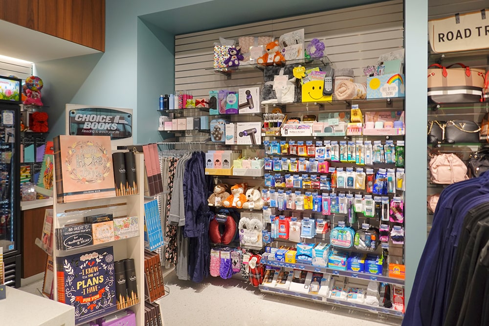 Toiletries, personal care items, and get well gifts at the Cloverkey gift shop at Moffitt McKinley Hospital