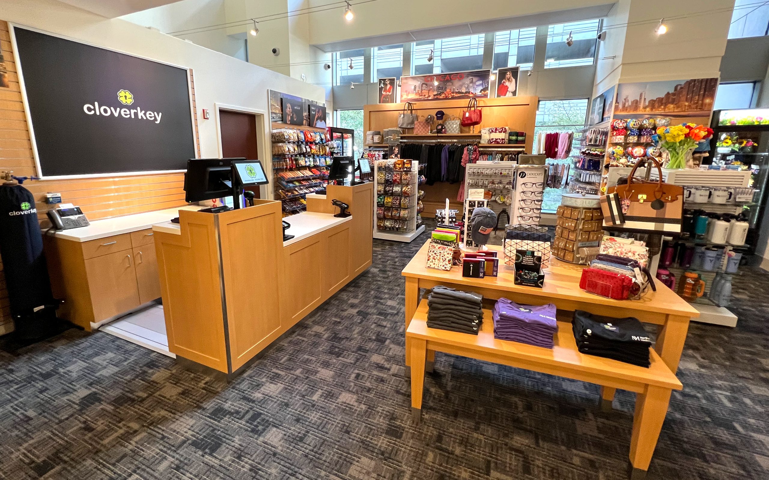 Interior view of the Cloverkey gift shop at Northwestern Medicine Central DuPage Hospital
