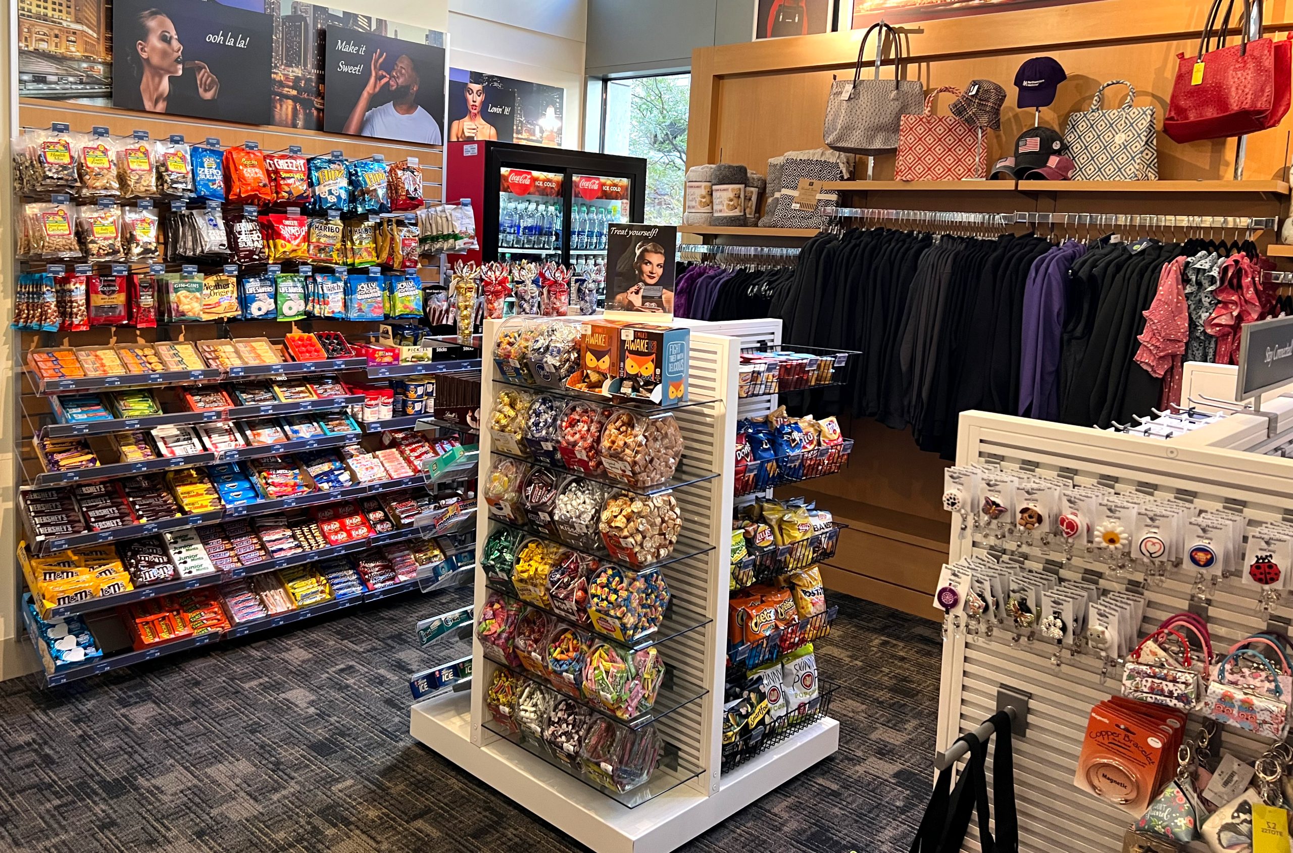 Candy and snacks at the Cloverkey gift shop at Northwestern Medicine Central DuPage Hospital