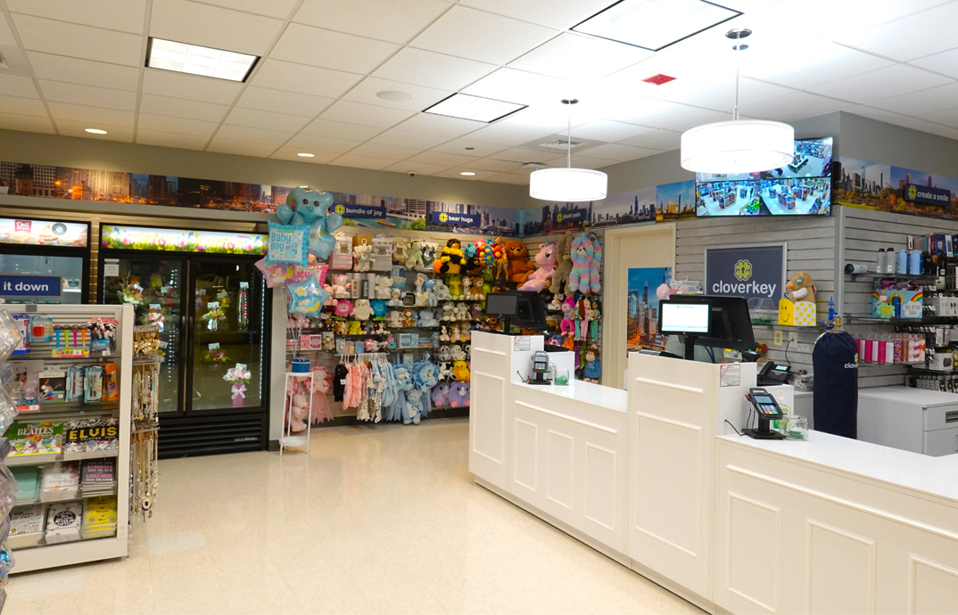 Interior of the Cloverkey gift shop at John Stroger Hospital of Cook County