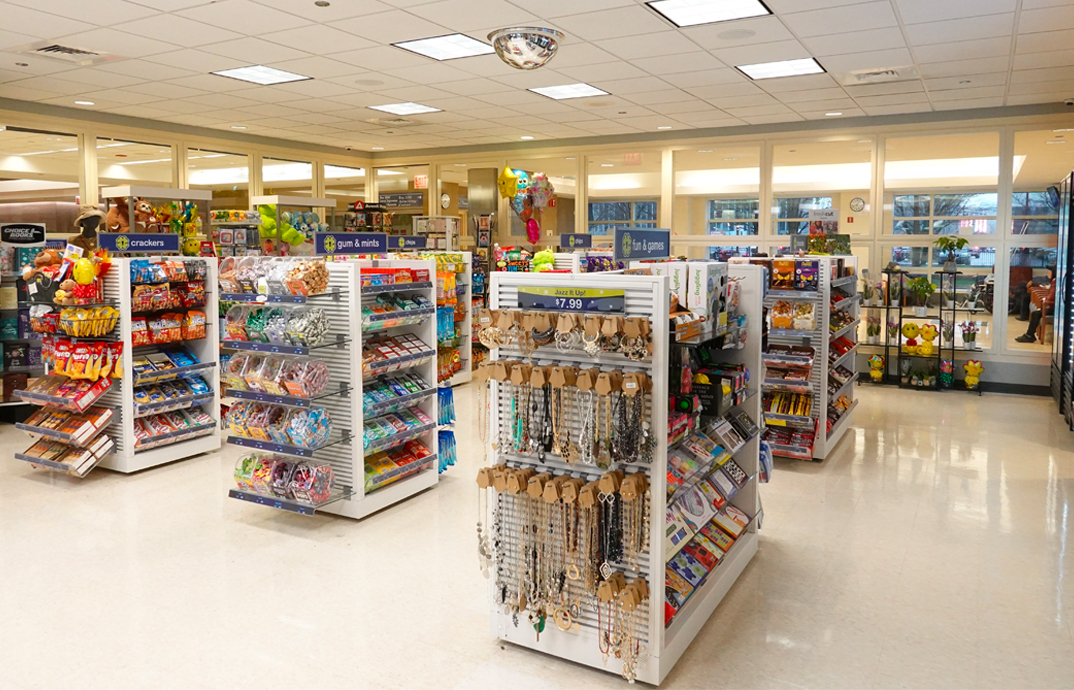 Hospital gift shop items at the Cloverkey gift shop at John Stroger Hospital of Cook County
