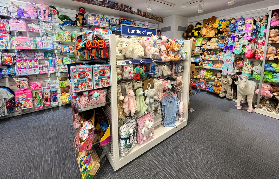 New baby gifts at the Cloverkey gift shop at Boston Children's Hospital