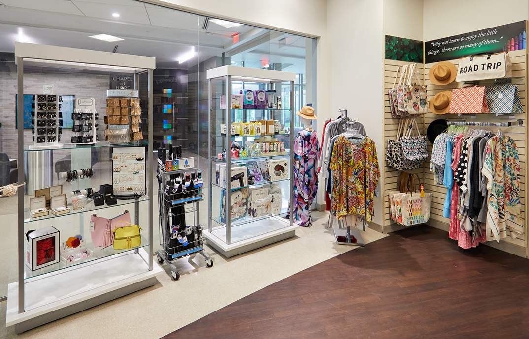 Fashion accessories at the Cloverkey gift shop at Texas Health Huguley Hospital