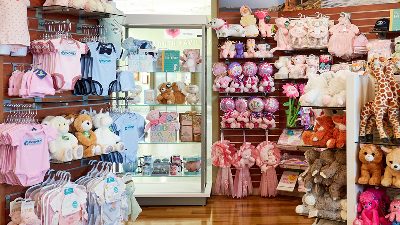 Baby clothing and new baby gifts at the Cloverkey gift shop at Women & Infants Hospital