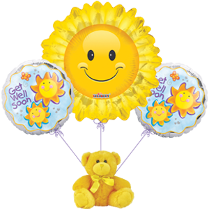 Balloon bouquet gift set with plush bear