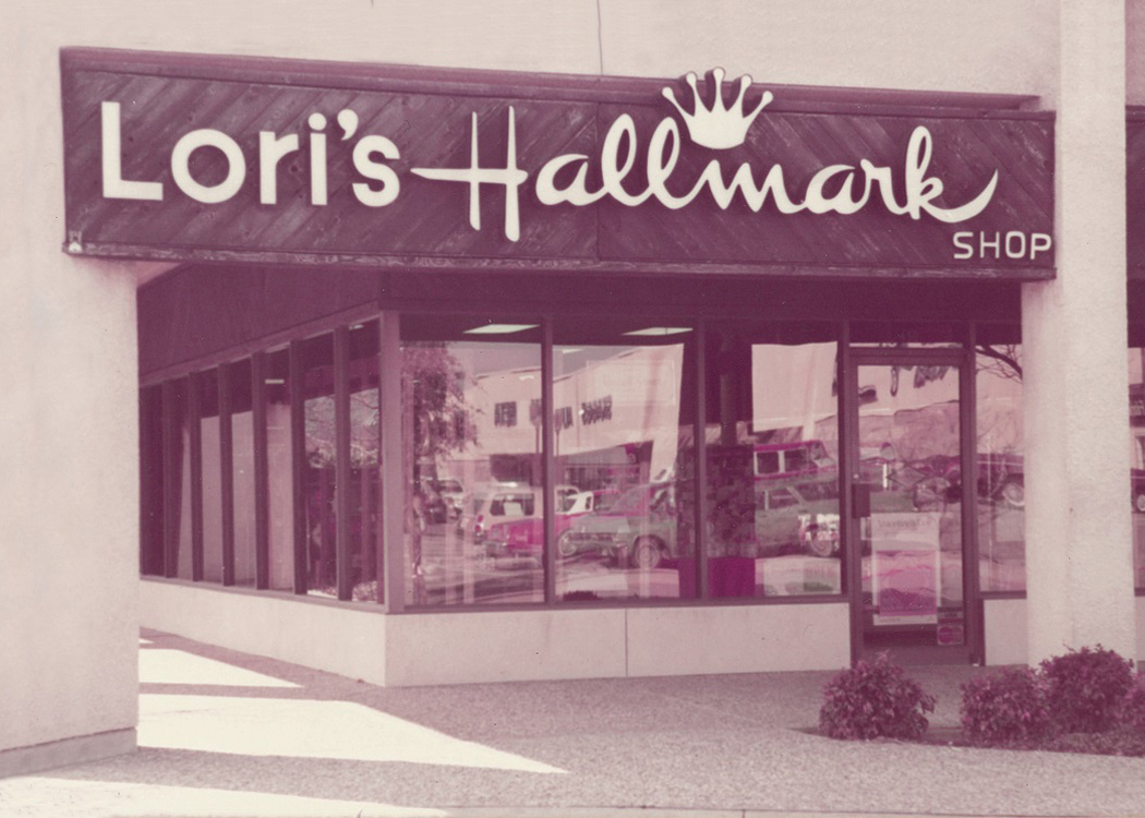 Exterior of the original Lori's Hallmark gift shop in the 1980s
