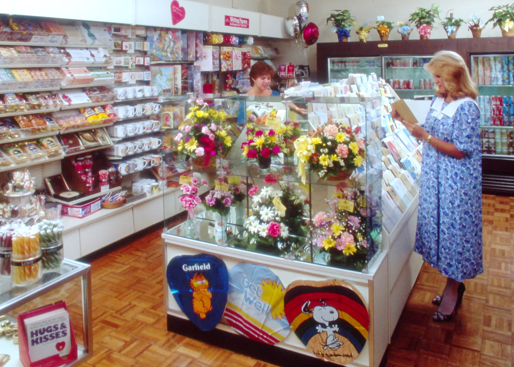 Interior of a Lori's hospital gift shop in the 1980s