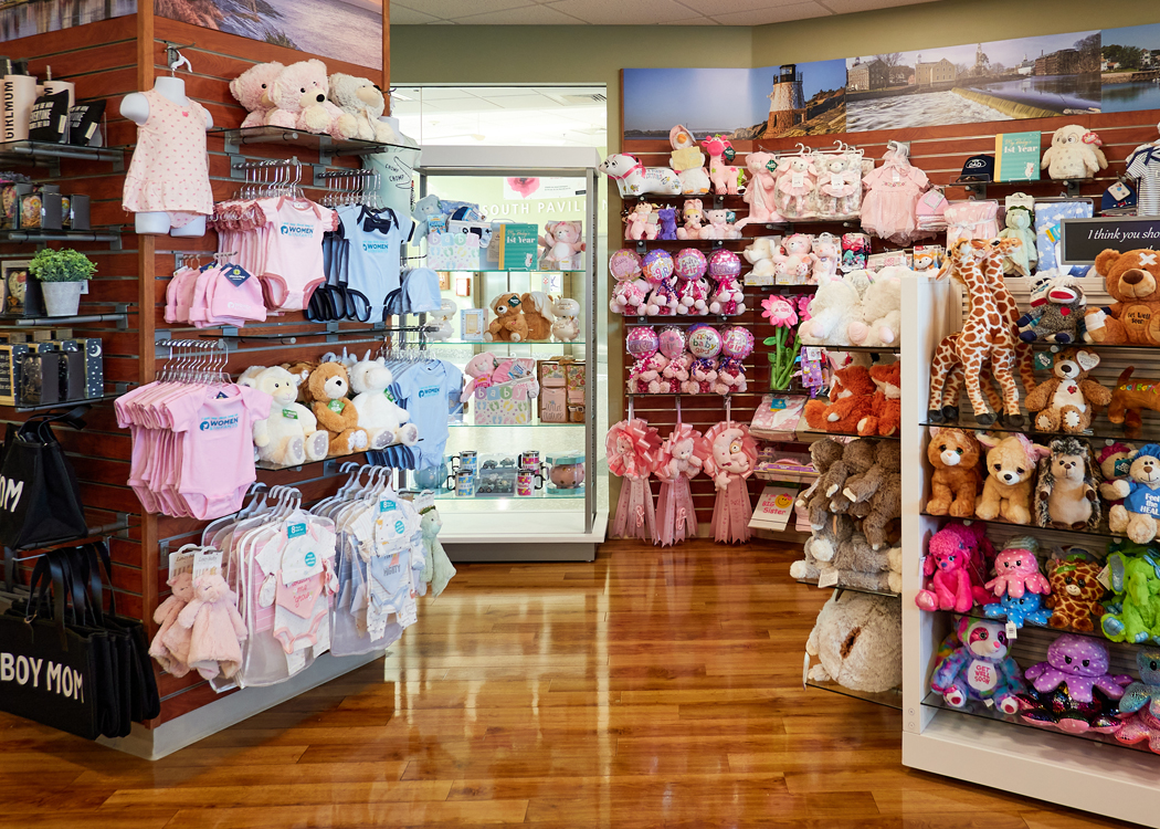 New baby gifts at the Cloverkey gift shop at Women & Infants Hospital